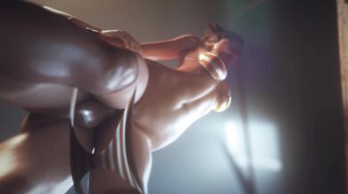 Tracer's Doggy Style DP in 4K with Swimsuits!