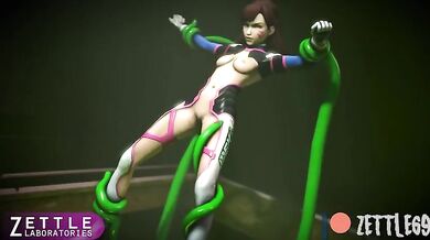 Sexy Cyborg D.Va Ravaged by Giant Tentacles in 'Zettle69'