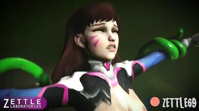 Sexy Cyborg D.Va Ravaged by Giant Tentacles in 'Zettle69'
