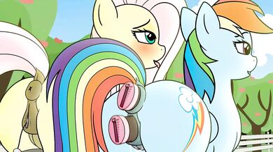 Furious Fisting Fun with Rainbow Dash and Fluttershy at the Public Park [Jizz-A-Lot]
