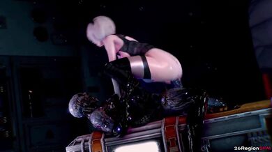 Slutty cyborg 2B takes on the horny husk in a raunchy fuckfest