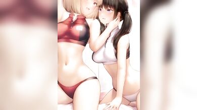Two slutty girls, Chisato and Takina, getting their pussies destroyed by a random guy in the woods.