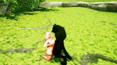 Fantasy of a Werewolf and his Reindeer Girl Prey, as they Enjoy Each Other's Bodies in the Forest.