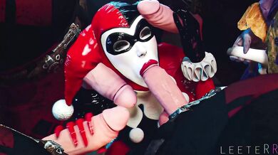 Harley Quinn's Racy Revenge with Four Cocks [White Leather]
