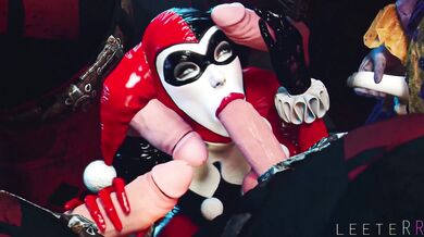 Harley Quinn's Racy Revenge with Four Cocks [White Leather]