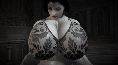 Big-boobed Futa Dimitrescu Gets Huge Tits and Takes a Massive Cock in her Asshole