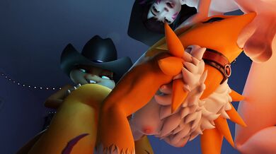 Renamon's Slutty Spitroast Orgy with Wigfritter