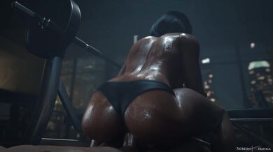 Sweaty and Topless Pharah in VG Erotica