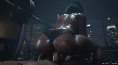 Sweaty and Topless Pharah in VG Erotica