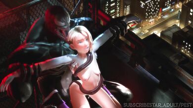 Venom's Huge Cock Destroys Spider Gwen's Tight Pussy