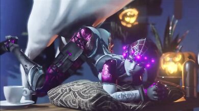 Widowmaker's anal destruction by a horse's mammoth dick