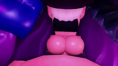 Big-ass bitch fucked by two dudes in a dance hall (Roblox)