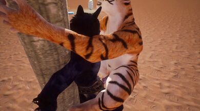 Prowling Lioness Beds Dominant Wolf