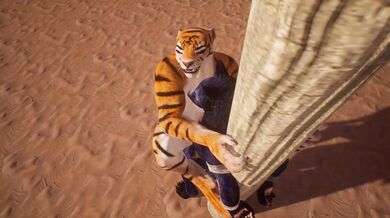 Prowling Lioness Beds Dominant Wolf