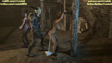 Lisa Hamilton gets gangbanged by monstrous creatures in 'Rrostek'