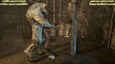 Lisa Hamilton gets gangbanged by monstrous creatures in 'Rrostek'