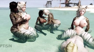 Furry Fuckfest on the Sandy Shore: Catgirls vs Dragonborn!