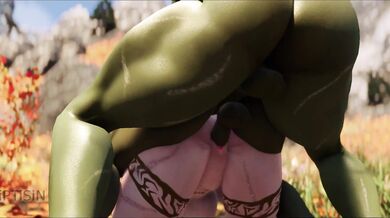 Towering Futanari Orc Studs Ravish Voluptuous Warrioress