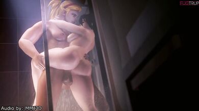 Futa Zarya's Monstrous Cock Pounding Mei's Tight Ass