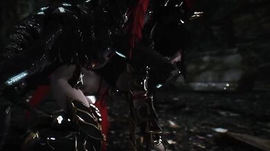 Busty Elf's Tail with Armored Chaurus in Skyrim