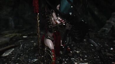 Busty Elf's Tail with Armored Chaurus in Skyrim
