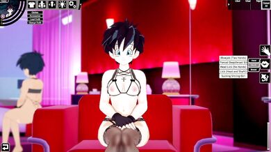 Titanic Tits and Thick Shemale Strap-on DP: DBZ Futa