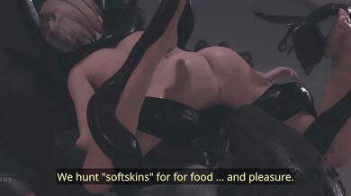 Bound and Gagged Babe Gets Double Teamed by Monstrous Lizard and Tentacles