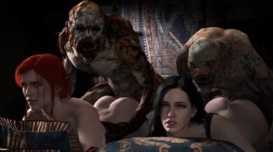 Monster Cocks Burying Triss and Yennefer's Tight Slits in The Witcher Sex Romp