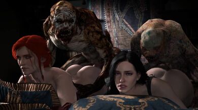 Monster Cocks Burying Triss and Yennefer's Tight Slits in The Witcher Sex Romp