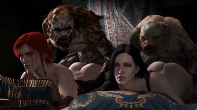 Monster Cocks Burying Triss and Yennefer's Tight Slits in The Witcher Sex Romp
