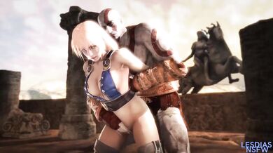 Kratos' Monster Cock Ravages Sophitia in Soul Calibur Sex Romp