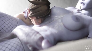 Widowmaker's Throbbing Cock Explodes on Tracer's Face, Leaving her Gasping for More!