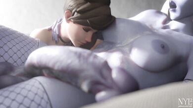 Widowmaker's Throbbing Cock Explodes on Tracer's Face, Leaving her Gasping for More!