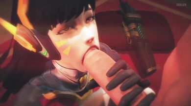 Hanzo's Big Load Delivered by D.Va's Suction Sensation - Blowjob Brouhaha