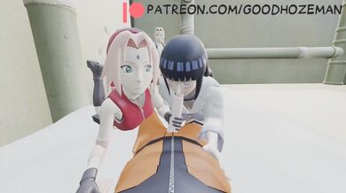 Naruto's Anal Training with Sakura and Hinata