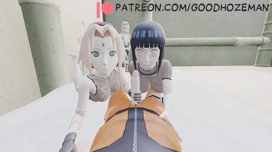 Naruto's Anal Training with Sakura and Hinata