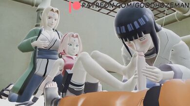 Naruto's Anal Training with Sakura and Hinata