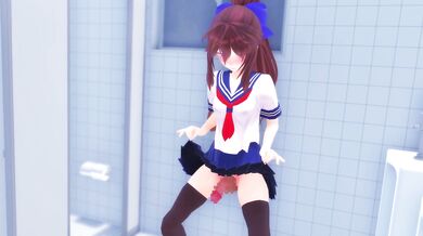 Public Peeing in the Futa Bathroom with Hikari