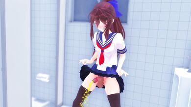 Public Peeing in the Futa Bathroom with Hikari