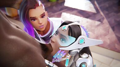 Symmetra's Black Cock Pleasure with Sombra Blowjob and a Cumshot at the End