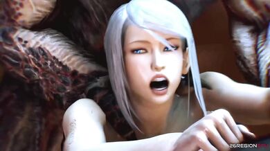 Tongue-thrusting Samus getting pounded from behind