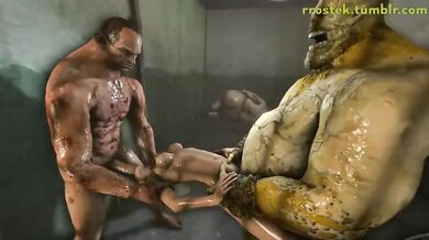 Hardcore Lara Croft Gets Gangbanged by Jail Inmates in a Menage a Trois