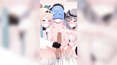 Six-Way Virtual Sex Orgy with Suzutaro3D: Cumshots for All!