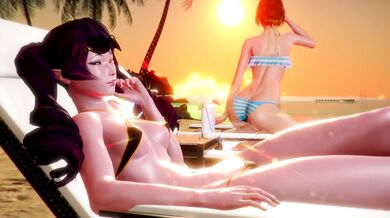 Beach Bitches: Azraesha and Cait's Hot Summer Fuckfest