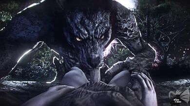 Mouthful of Werewolf Cock Gets Dragon's Attention!