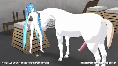Miku's Unbridled Passion with the Horse in Part 2 of their Sexual Adventure