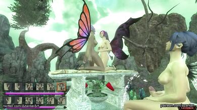 Double DickGirls' Sensual Butterfly Play - Azantar