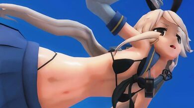 Deep Throat Town's Dreamy Slut Gets Nailed Hard by Big Blue Cock in R18 MMD Porn Video