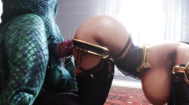 Busty Ivy Blows Monstrous Load on Reptilian BF [B]