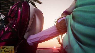 Widowmaker gets stuffed with Futanari Soraka's cock and pussy